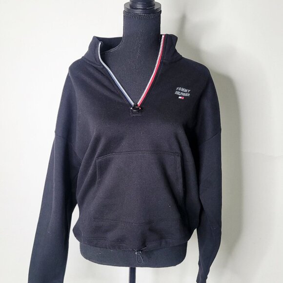 Tommy Hilfiger Women's 1/4 Zip Pullover Sweatshirt - Black, Size M - Picture 2 of 8
